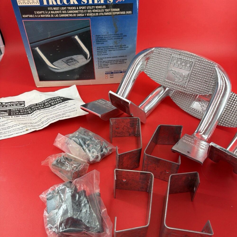 New Vintage Steel Horse Brushed Aluminim Side Steps Chevy GMC Truck SUV 88-96